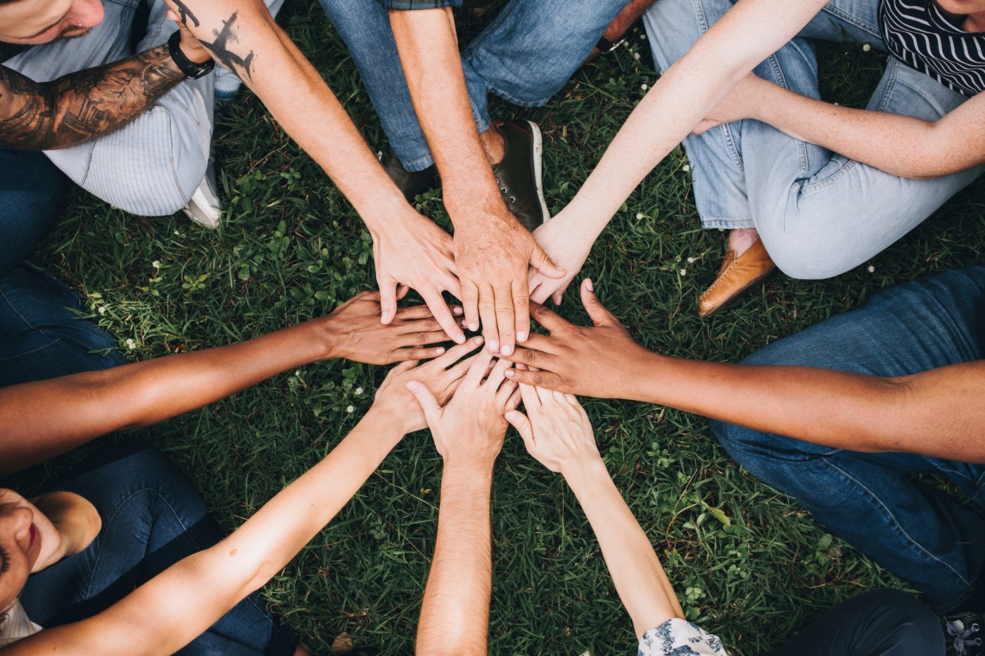 Friends celebrating in a community